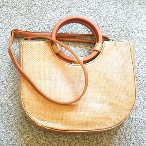 Very well made Ratan bag Tan color with wooden handle